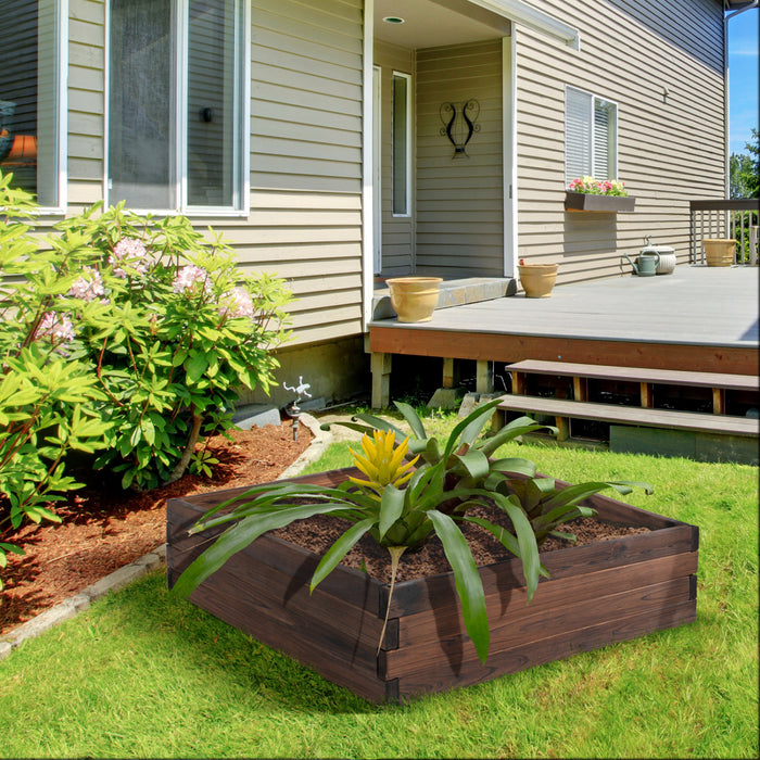 Outsunny Garden Raised Bed Wooden Planter Box Outdoor Grow Containers For Outdoor Patio Plant Flower Vegetable