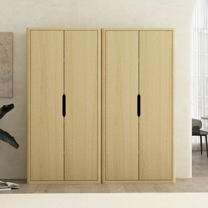 Rivington Modern 38\" Bookcase Cabinet in Natural Oak - Set of 2
