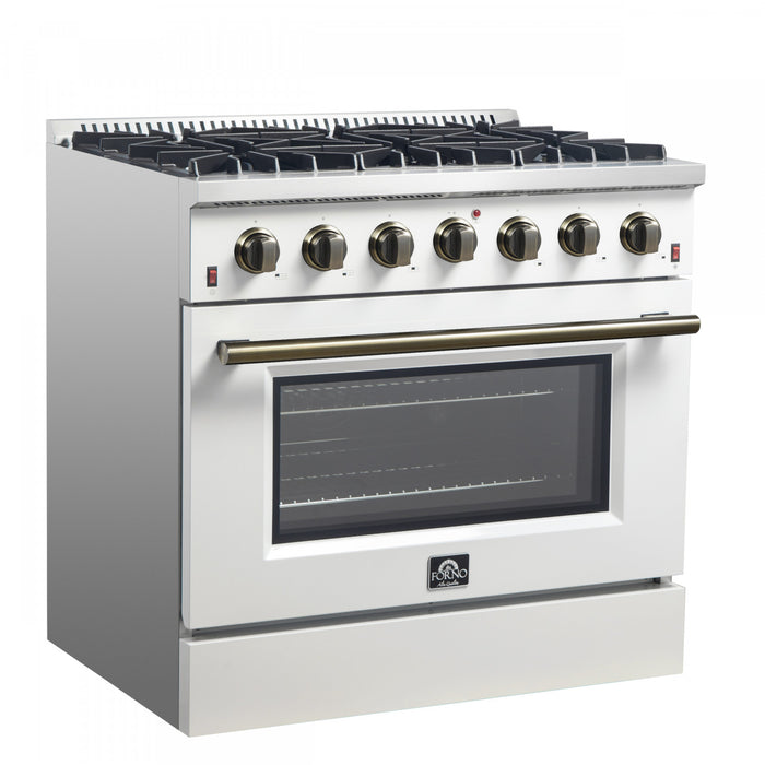 Forno Galiano 36-inch Gas Range in White, 5.36 cu.ft. - FFSGS6244-36WHT