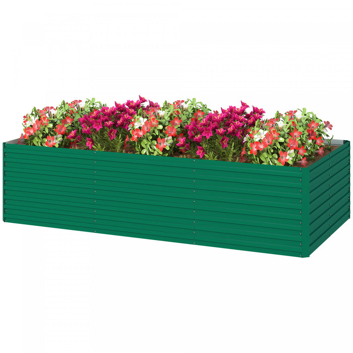 Outsunny Galvanized Raised Garden Bed, 8' x 4' x 2' Planter Box, Green