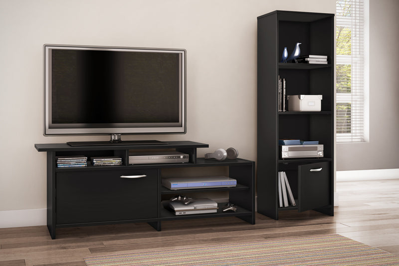 Step One 3-shelf Bookcase With Door - Pure Black