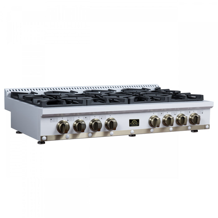 Forno Ambassador 48\" Gas Cooktop, White, 8 burners - FCTGS5799-48CPWHT