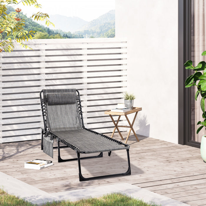 Outsunny Folding Lounge Chair, Reclining Tanning Chair With Adjustable Back
