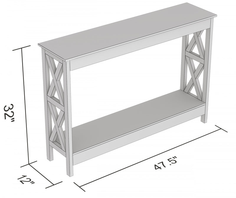 47” Console Table With 1 Shelf - White
