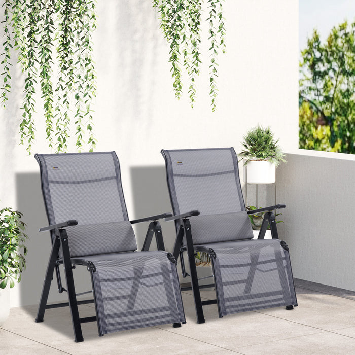Outsunny 2 Piece Zero Gravity Chairs Set, Patio Loungers For Outdoor, Grey