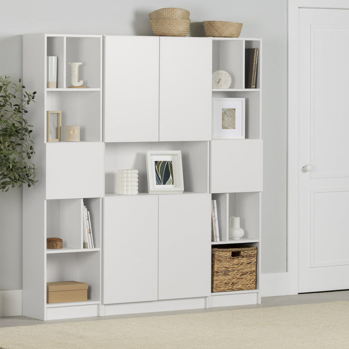 Liora Set Of Bookcase And 2 Narrow 5-shelf Bookcases - Pure White 