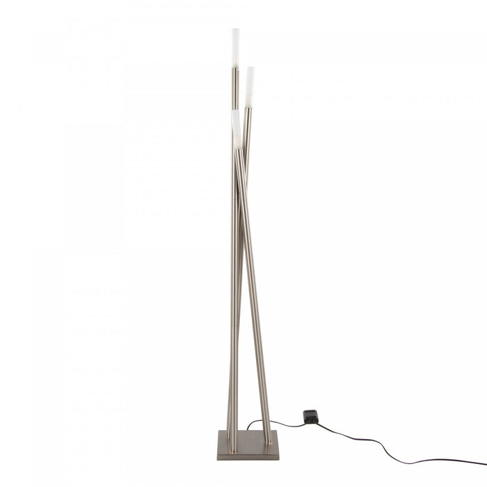 LumiSource Icicle Contemporary Brushed Nickel Floor Lamp