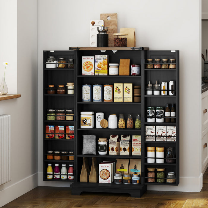 HOMCOM Kitchen Pantry Cabinet with Adjustable Shelves Storage Cabinet Black