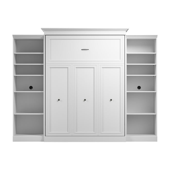 Bestar Versatile Queen Murphy Bed and Two Closet Organizers (115 W) - White