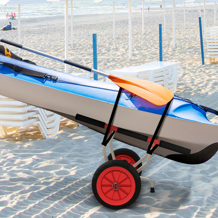 Soozier Kayak Cart With Adjustable Width And Large Wheels, Red