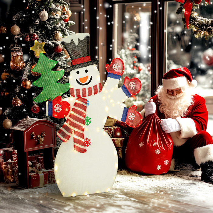Outsunny 4FT Lighted Snowman, Christmas Decoration for Outdoor Holiday