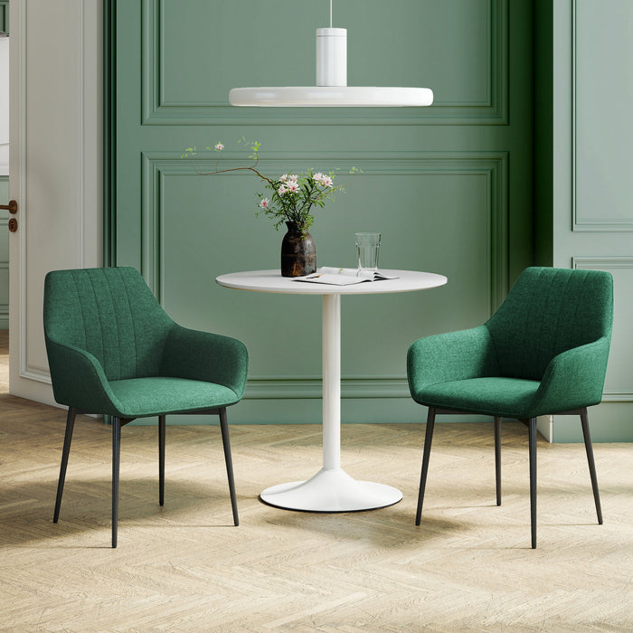 HOMCOM Dining Chairs Set of 2, Upholstered Accent Chairs with Metal Legs