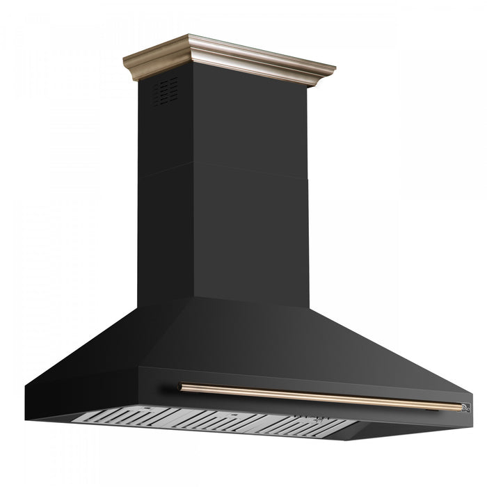 Forno Aria 48 Inch Wall-Mounted Black Range Hood-FRHWM5095-48BLK