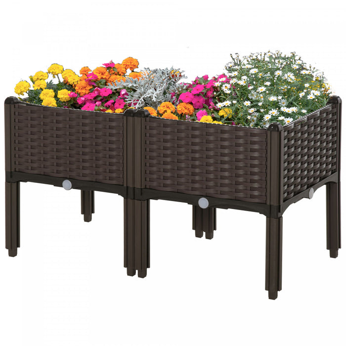 Outsunny 2-piece Raised Garden Bed PP Raised Flower Bed