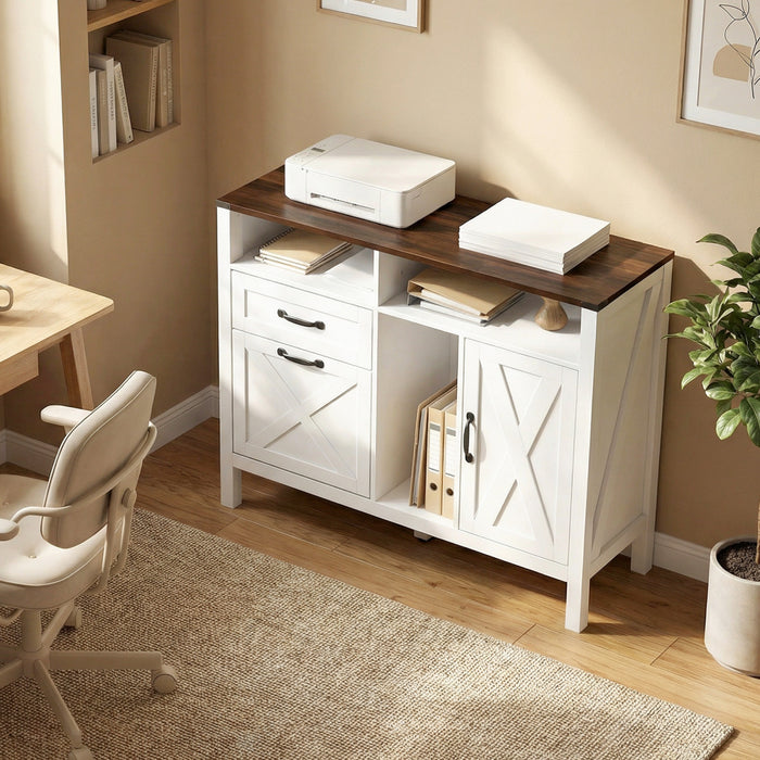 HOMCOM Lateral File Cabinet for Letter and A4 Size Filing Cabinet, White