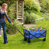 Outsunny Collapsible Folding Wagon Cart, Heavy Duty Outdoor Utility Garden Cart with Universal Wheels and Adjustable Handle for Sports, Camping, Shopping, Blue