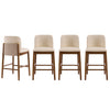 Lois Rubber Wood Counter Stool Set of 4 with Upholstered Seat and Footrest,Beige | Lois lot de 4 tabourets de comptoir en bois d’hevea avec assise rembourree et repose-pieds, beige