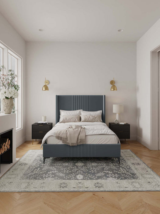 Promenade Mid-Century Modern Upholstered Velvet Full Bed in Gray