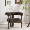 Crest Modern Upholstered Round Arm Accent Chair with Three-Leg Design, Dark Brown, Walnut | Crest Fauteuil d'Appoint Moderne a Accoudoirs Ronds et Pieds Triangulaires, Brun Fonce, Noyer