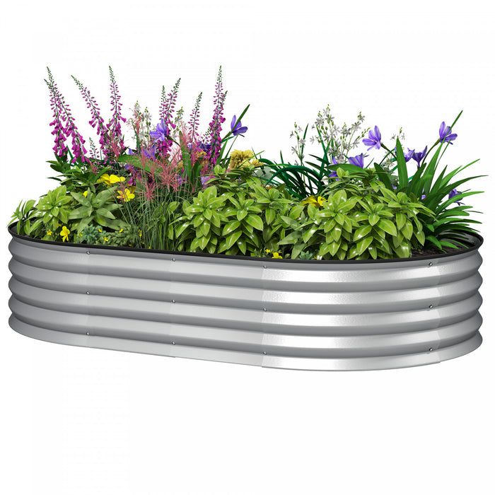 Outsunny Raised Garden Bed, 5' x 3' x 1' Galvanized Planter Box, Silver