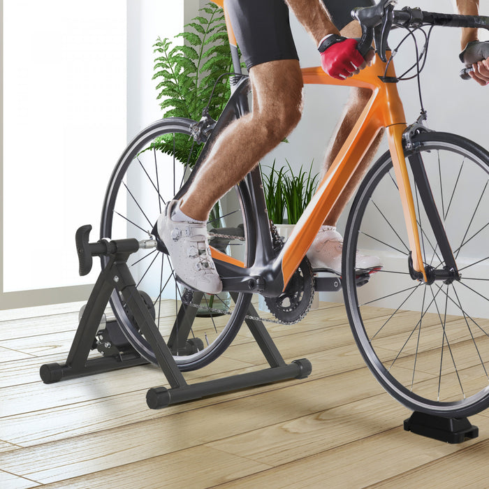 Soozier Indoor Bike Trainer Magnetic Bicycle Stand With Quick Release Skewer, 5 Levels Resistance, Black