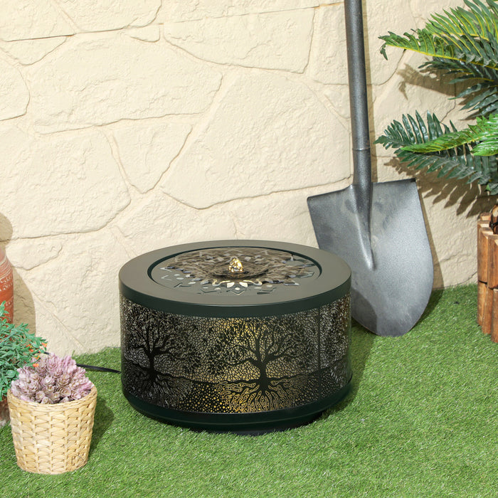Outsunny Outdoor Water Fountain With Led Lights Garden Waterfall Fountain