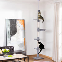 Pawhut 8.5ft Cat Climbing Tree 5-tier Kitty Activity Center Floor-to-ceiling Cat Climber Toy With Sc