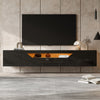 Oliver Wall-Mounted TV Cabinet with LED Lighting Storage,Black | Oliver meuble TV mural avec eclairage LED et rangement, noir
