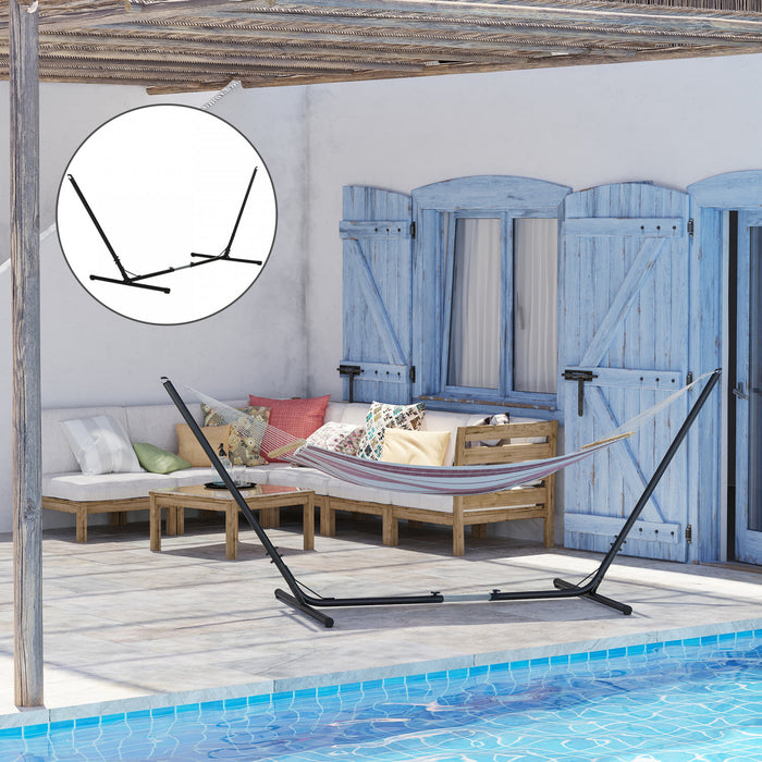 Outsunny 12ft Adjustable Hammock Stand Steel Frame Universal Fit Picnic Camp Day Bed Swing Metal Stand Up To 264lbs Capacity Black