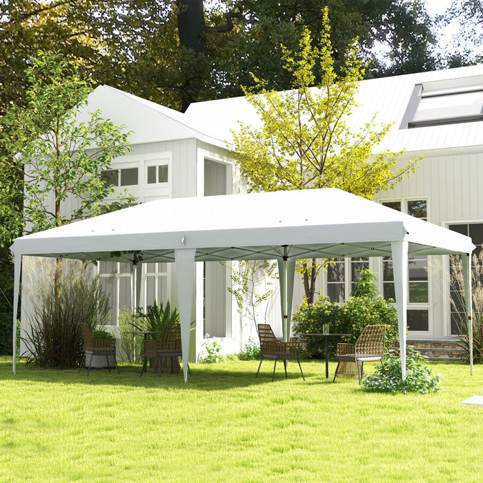 Outsunny 10'x19' Outdoor Easy Set Up Pop Up Tent Party Tent With Carry Bag