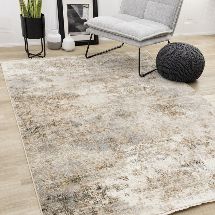 Sydney Beige Grey Cream Distressed Area Rug - 5'3\" x 7'10\"