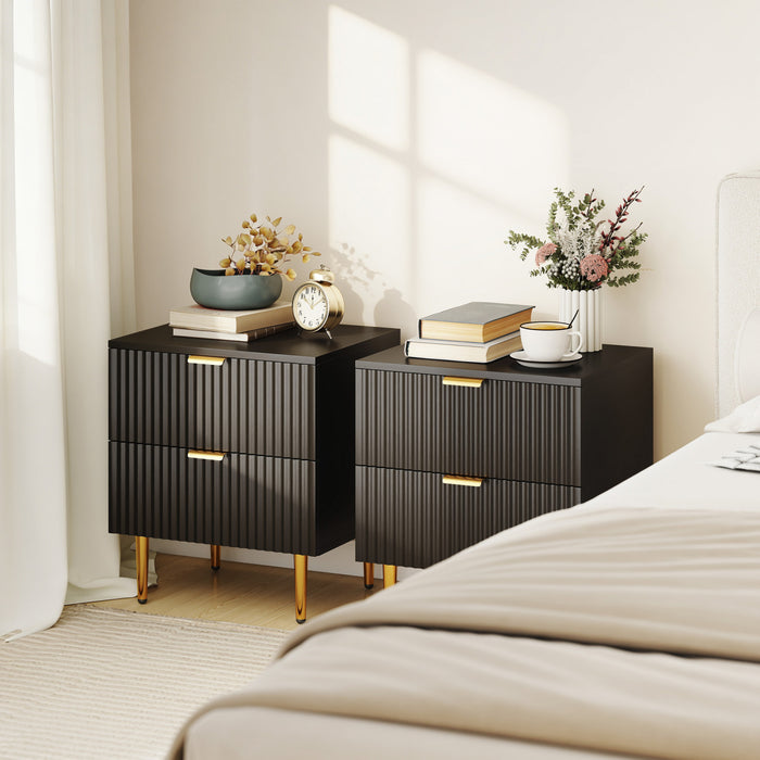 HOMCOM Nightstand Set of 2, Bedside Table, Side Table with 2 Drawers, Black