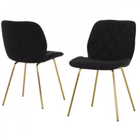 Brynlee Black Tufted Accent Chair with Gold Legs (Set of 2) 
