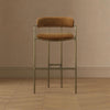 Serene Mid-Century Modern Metal Upholstered Barstool in Turmeric | Tabouret de bar en metal rembourre style mid-century moderne, coloris curcuma