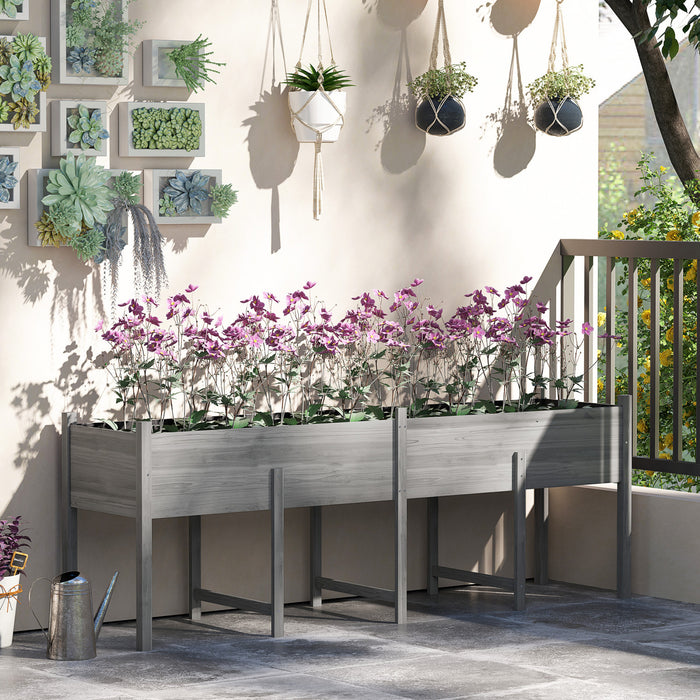 Outsunny Extra Large Wooden Planter Box with Legs & Drain Holes, Grey