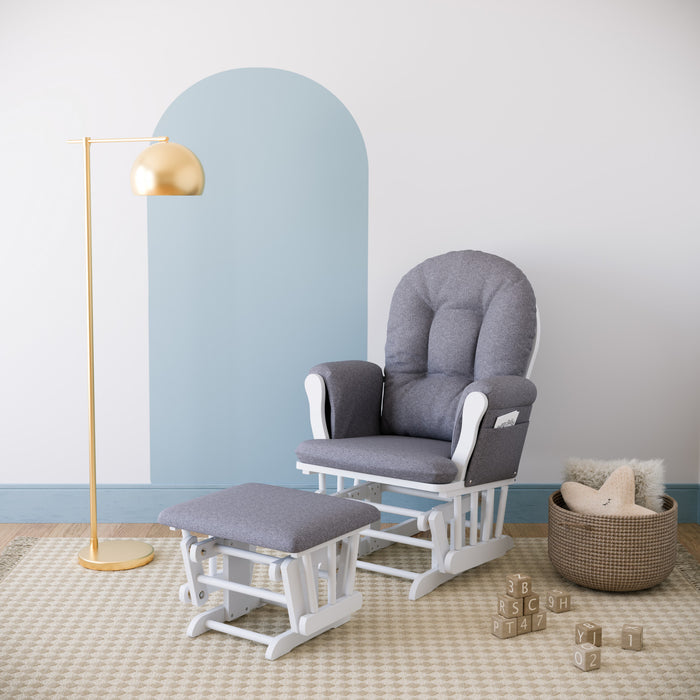 Storkcraft Hoop Glider and Ottoman - White/Gray Swirl
