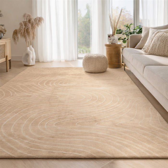 Somos Contemporary Beige Washable Rug 6'7\" x 9'0\" Indoor Area Rug