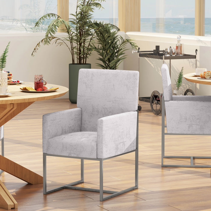 Element Modern Velvet Metal Dining Chair in Gray - Set of 2