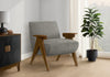 Monarch Specialties - Accent Chair, 31"H, Upholstered, Living Room, Bedroom, Grey Fabric, Brown Walnut Wood | Monarch Specialties - Chaise D'Appoint, 31"H, Rembourre, Salon, Chambre A Coucher, Gris Fonce, Bois Noyer Brun