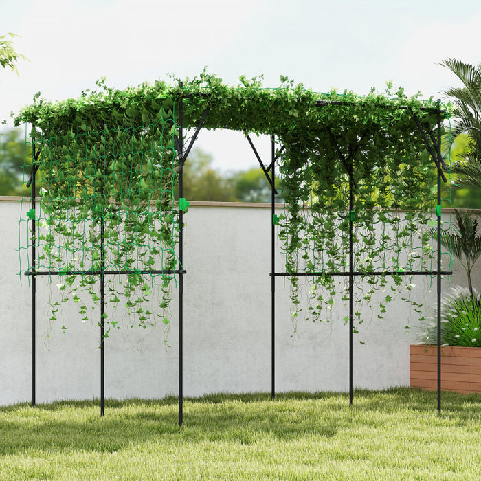 Outsunny Garden Arch Trellis, 7.3 FT Tall Cucumber Trellis, Black