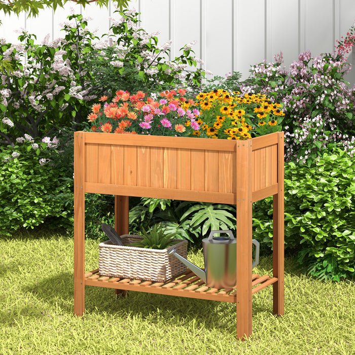 Costway Raised Garden Bed Elevated Planter Box Shelf Standing Garden Herb Garden Wood