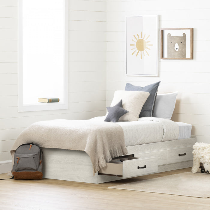 Ulysses Twin Mates Platform Storage Bed - Winter Oak