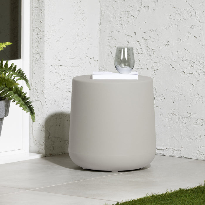 Dalya Round Patio Chairside Table - Greige