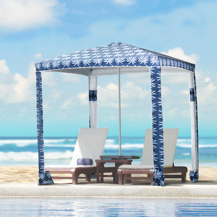Outsunny 6.5' Weighted Cabana Beach Umbrella W/ Sandbags, Carry Bag, Blue
