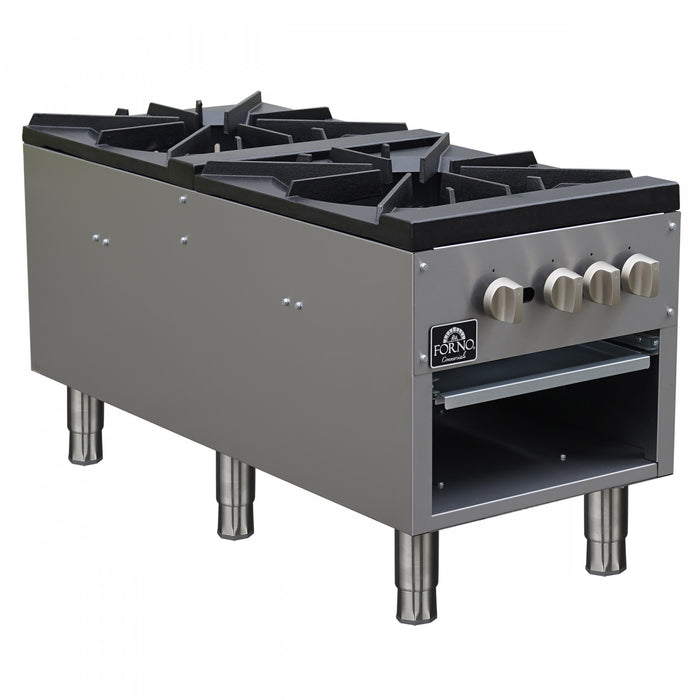 FORNO Commerciale Gas Stock Pot, 2 Burners, 160,000 BTU, Stainless Steel - FCMSP0094-18