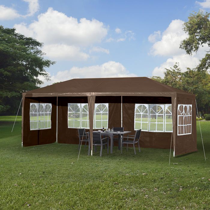 Outsunny 18.7' x 9.4' Party Tent, Garden Canopy Event Shelter, Coffee