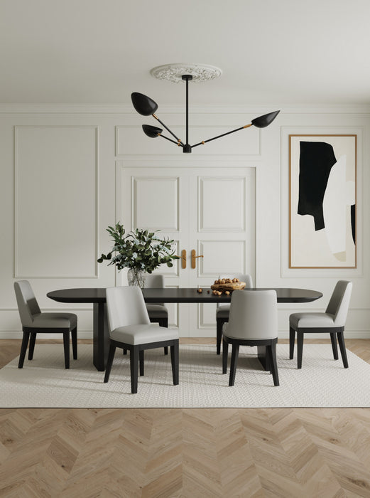 Gansevoort Modern Wood Vegan Leather Dining Chair in Stone Gray - Set of 4