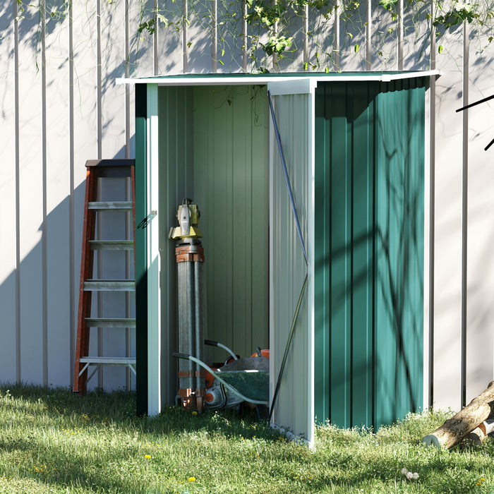 Outsunny 5 X 3ft Outdoor Storage Shed, Metal Garden Tool Shed With Sloped Roof, Lockable Door For Tool, Equipment, Bike, Green