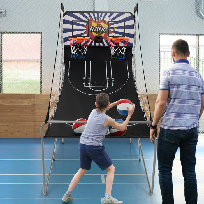 Costway Dual Shot Basketball Arcade Game With 8 Game Modes Arcade Sound Electronic Scoring White