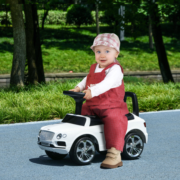 Qaba Bentley Bentayga Licensed Baby Car, Ride On Push Car Foot To Floor Slider With Horn Music, Under-seat Storage, For 18-36 Months, White